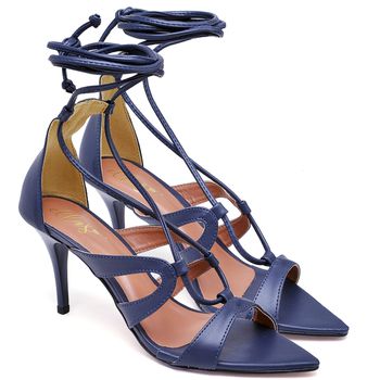 8955 Sandália Salto Médio Bico Folha Napa Navy - ELLA´S ONLINE | Calçados e Acessórios Femininos