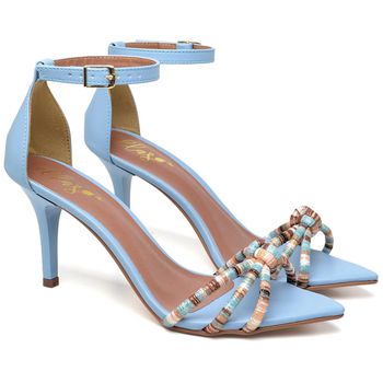8912 Sandália Salto Médio Bico Folha Napa Indigo/Tira Color - ELLA´S ONLINE | Calçados e Acessórios Femininos