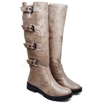 9918 Bota Biker Cano Alto Sola Tratorada Napa Destroyed Taupe - ELLA´S ONLINE | Calçados e Acessórios Femininos