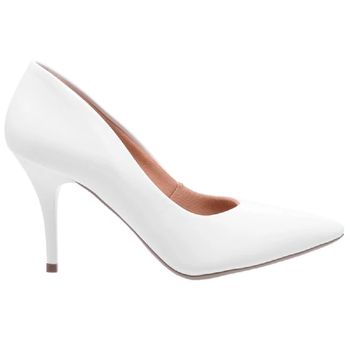 Scarpin Salto Médio Verniz Branco - ELLA´S ONLINE | Calçados e Acessórios Femininos