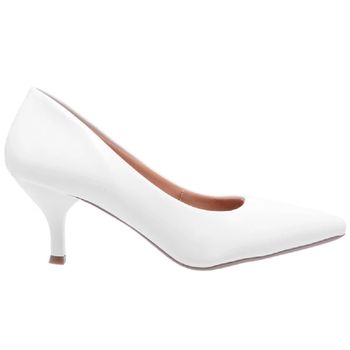 Scarpin Salto Baixo Verniz Branco - ELLA´S ONLINE | Calçados e Acessórios Femininos