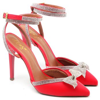 Scarpin Salto Alto com Strass Napa Vermelho - ELLA´S ONLINE | Calçados e Acessórios Femininos