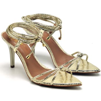 8918 Sandália Salto Médio Cristal Ouro Light - ELLA´S ONLINE | Calçados e Acessórios Femininos