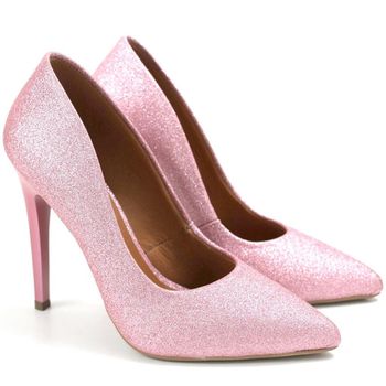 Scarpin Salto Alto Gliter Glamour Rose - ELLA´S ONLINE | Calçados e Acessórios Femininos