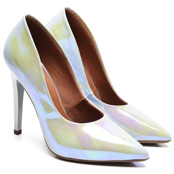 Scarpin Salto Alto Iridescente Lilás - ELLA´S ONLINE | Calçados e Acessórios Femininos