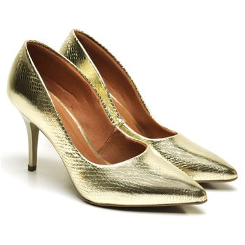 Scarpin Salto Médio Cristal Ouro Light - ELLA´S ONLINE | Calçados e Acessórios Femininos