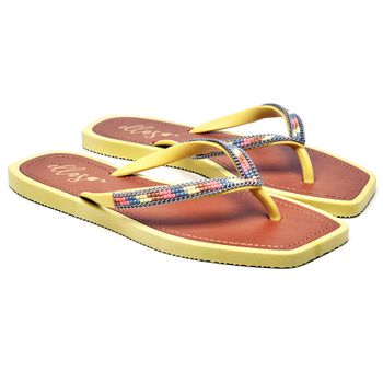 Rasteira com Pedraria Amarela - ELLA´S ONLINE | Calçados e Acessórios Femininos