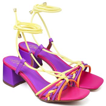 5543 Sandália Bico Quadrado Salto Bloco Médio Napa Carnelian/Color - ELLA´S ONLINE | Calçados e Acessórios Femininos