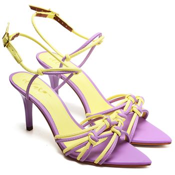 8940 Sandália Salto Médio Bico Folha Napa Lavanda/Siciliano - ELLA´S ONLINE | Calçados e Acessórios Femininos