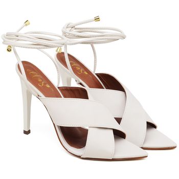 7948 Sandália Salto Alto Bico Folha Napa Off White - ELLA´S ONLINE | Calçados e Acessórios Femininos