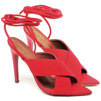 7948 Sandália Salto Alto Bico Folha Nobuck Vermelho - ELLA´S ONLINE | Calçados e Acessórios Femininos