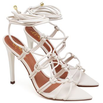 7950 Sandália Salto Alto Bico Folha Napa Off White - ELLA´S ONLINE | Calçados e Acessórios Femininos