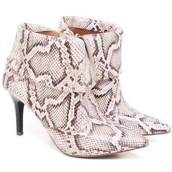 9103 Bota Cano Curto/Dobrado Salto Fino Médio Animalier Branco - ELLA´S ONLINE | Calçados e Acessórios Femininos
