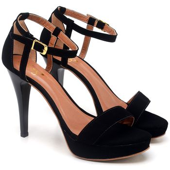 7441 Sandália Meia Pata Salto Alto Fino Nobuck Preto - ELLA´S ONLINE | Calçados e Acessórios Femininos