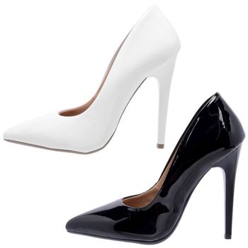 Kit com 2 Pares de Scarpin Salto Alto Verniz Branco/Preto - ELLA´S ONLINE | Calçados e Acessórios Femininos