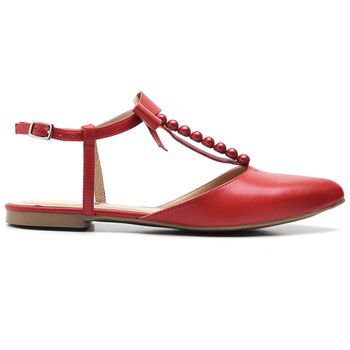 M004 Mule em Couro Detalhe Laço Vermelho - ELLA´S ONLINE | Calçados e Acessórios Femininos