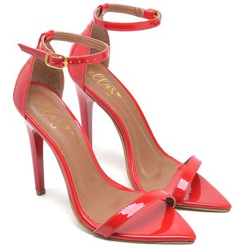 7910 Sandália Bico Folha Salto Alto Verniz Vermelho - ELLA´S ONLINE | Calçados e Acessórios Femininos