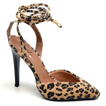 7916 Scarpin Salto Alto com Amarração Pelo Onça - ELLA´S ONLINE | Calçados e Acessórios Femininos