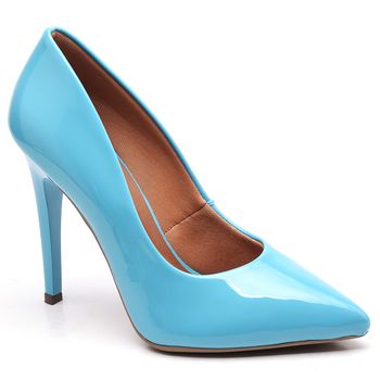 Scarpin Salto Alto Fino Verniz Azul Tifany - ELLA´S ONLINE | Calçados e Acessórios Femininos