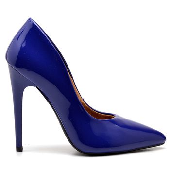 Scarpin Salto Alto Verniz Azul Klein - ELLA´S ONLINE | Calçados e Acessórios Femininos