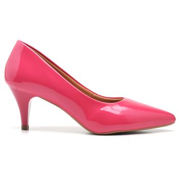 Scarpin Salto Baixo Verniz Rosa Chiclete - ELLA´S ONLINE | Calçados e Acessórios Femininos