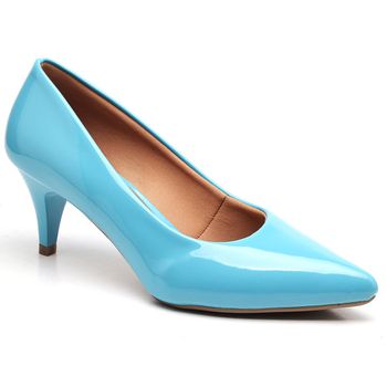 Scarpin Salto Fino Baixo Verniz Azul Tifany - ELLA´S ONLINE | Calçados e Acessórios Femininos