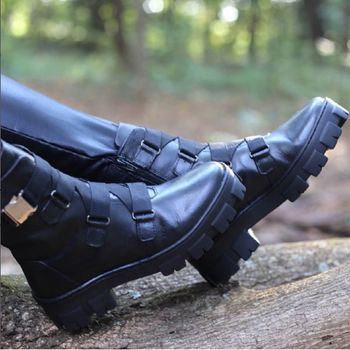 Bota Coturno Casual Feminina Dorf Couro Preto - DORF
