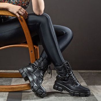 Bota Coturno Casual Feminina Dorf Couro Preto - DORF