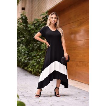 Vestido De Bico Bicolor Pink Com Off - Ever Way