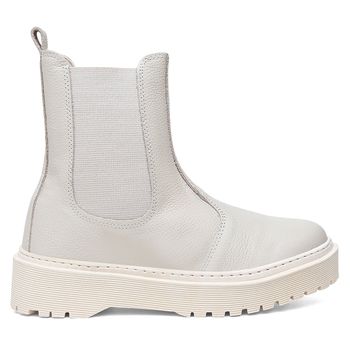 Bota em Couro Chelsea Rafaela Off White - Ever Way