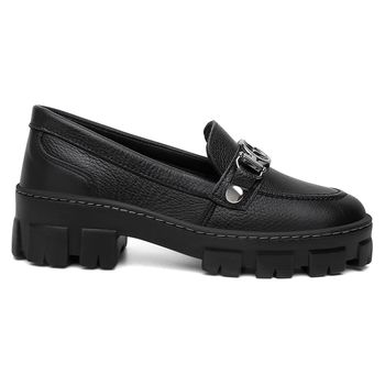 Mocassim em Couro Elisa Anita Detalhe em Metal Preto - Ever Way