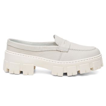 Mocassim Mule em Couro Elisa Anita Off White - Ever Way