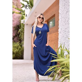 Vestido Camisetão Manga Curta Azul - Ever Way