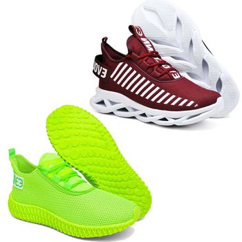 Kit 2 Tênis Unissex Evoltenn Easy Modelos Diferentes Bordo e Verde