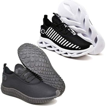 Kit 2 Tênis Unissex Evoltenn Easy Modelos Diferentes Preto e Branco e Black