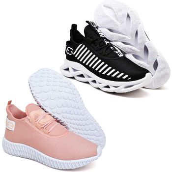 Kit 2 Tênis Unissex Evoltenn Easy Modelos Diferentes Preto e Branco e Nude