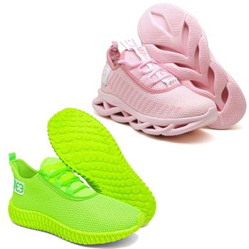 Kit 2 Tênis Unissex Evoltenn Easy Modelos Diferentes Rosa e Verde