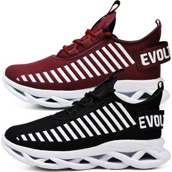 Kit 2 Tênis Easy Style Unissex Evoltenn Solado Trançado Preto Branco e Bordo