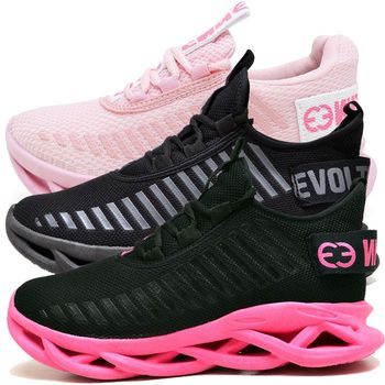 Kit 3 Tênis Easy Style Unissex Evoltenn Solado Trançado Preto Pink, Black e Rosa