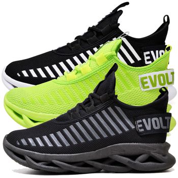 Kit 3 Tênis Easy Style Unissex Evoltenn Solado Trançado Verde, Preto Branco e Black