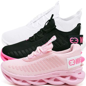 Kit 3 Tênis Easy Style Unissex Evoltenn Solado Trançado White, Preto Pink e Rosa