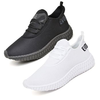 Kit 2 Tênis Boost Unissex Evoltenn Esportivo Colmeia Branco e Black