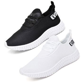 Kit 2 Tênis Boost Unissex Evoltenn Esportivo Colmeia Branco e Preto Branco
