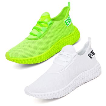 Kit 2 Tênis Boost Unissex Evoltenn Esportivo Colmeia Verde e Branco