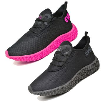 Kit 2 Tênis Boost Unissex Evoltenn Esportivo Colmeia Black e Preto Rosa