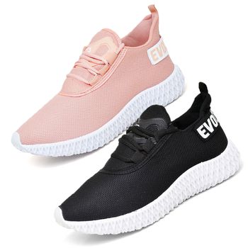 Kit 2 Tênis Boost Unissex Evoltenn Esportivo Colmeia Nude e Preto Branco