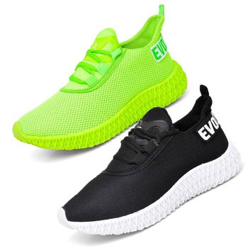 Kit 2 Tênis Boost Unissex Evoltenn Esportivo Colmeia Verde e Preto Branco