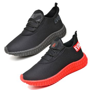 Kit 2 Tênis Boost Unissex Evoltenn Esportivo Colmeia Preto Vermelho e Black
