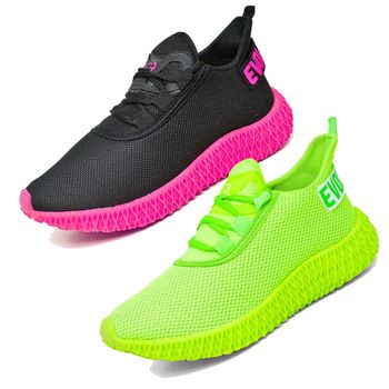 Kit 2 Tênis Boost Unissex Evoltenn Esportivo Colmeia Verde e Preto Rosa