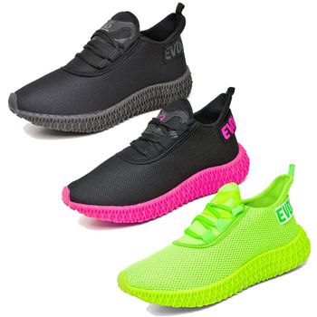 Kit 3 Tênis Boost Unissex Evoltenn Esportivo Colmeia Verde, Black e Preto Rosa